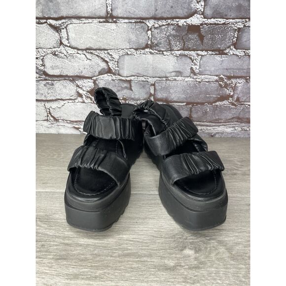 Vic Matie Black Leather Strap Slingback Platform Wedge Sandals Women 37EU/6.5 US - Picture 16 of 16